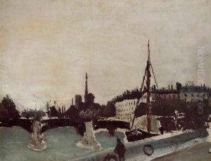 View of the Ile Saint-Louis from the Quai Henri IV (study) by Henri Julien Rousseau