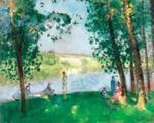 Personnage Au Bord De La Riviere by Pierre Eugene Montezin