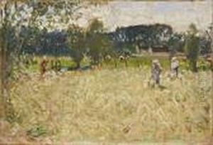 Paysans Dans Une Prairie