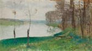 Bords De La Seine A Veneux Les Sablons by Pierre Eugene Montezin