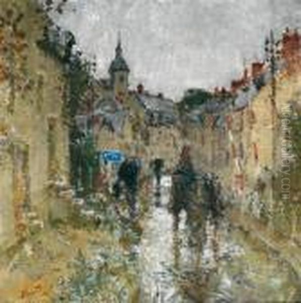 Rue De Village Sous La Pluie - view 1
