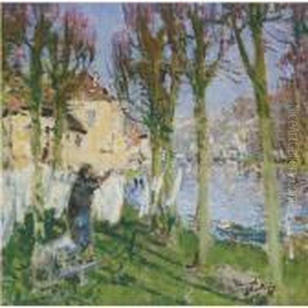 Lavandiere Etendant Son Linge - view 1