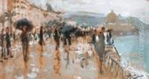 La Promenade Des Anglais - Nice by Pierre Eugene Montezin