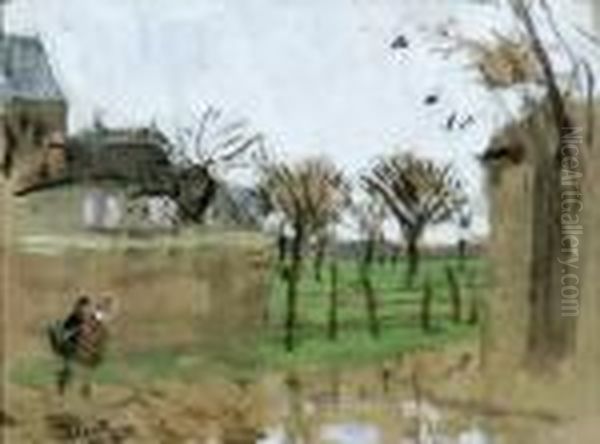 Two Figures Walking In The Countryside - view 1