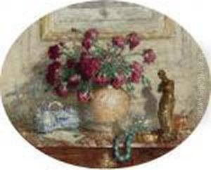 Vase D'oeillets Sur La Commode by Pierre Eugene Montezin