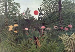 Negro Attacked by a Jaguar 1910 by Henri Julien Rousseau