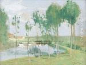 L'etang Aux Peupliers by Pierre Eugene Montezin