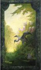 Heron Et Grenouilles by Pierre Eugene Montezin