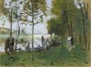 Bord De Riviere. by Pierre Eugene Montezin