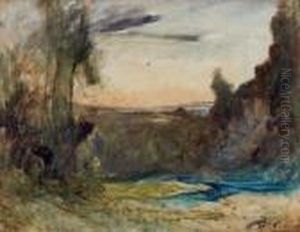 Village Au Bord De La Mer by Pierre Eugene Montezin