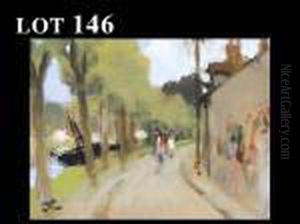 Promenade Au Bord Du Canal by Pierre Eugene Montezin