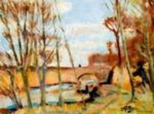 Paysage Au Pont by Pierre Eugene Montezin
