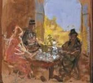 La Conversation Devant La Fenetre by Pierre Eugene Montezin