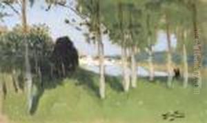L'etang A Veneux-les-sablons by Pierre Eugene Montezin