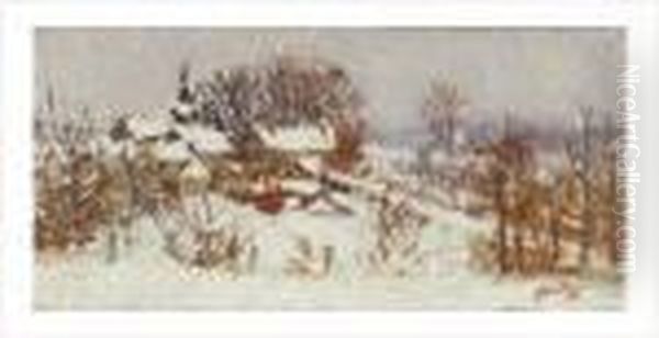 Village Sous La Neige Dans La Creuse - view 1