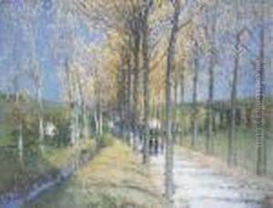 Allee Au Bord Du Ruisseau by Pierre Eugene Montezin