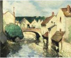 Lavoirs Au Bord De La Riviere by Pierre Eugene Montezin
