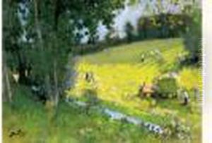 Fenaison A Croissy by Pierre Eugene Montezin