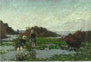 Bretagne, Pecheuses De Crevettes by Pierre Eugene Montezin