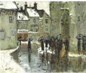 Sortie De Messe A Dreux by Pierre Eugene Montezin
