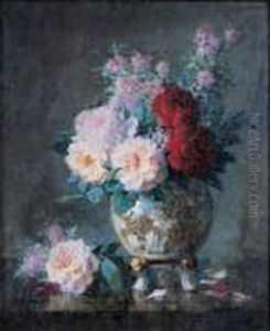 Vase De Roses by Pierre Eugene Montezin
