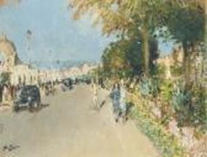 Les Parterres Fleuris De La Promenade Des Anglais by Pierre Eugene Montezin