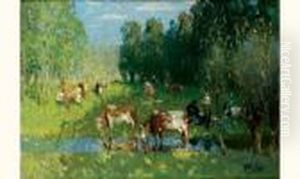 Paysage Au Troupeau by Pierre Eugene Montezin