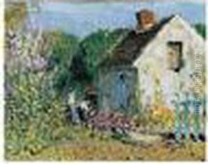 Eugene , -, La Maison Du Voisin,
 Signed; Signed, Titled, And Dated Veneux-les-sablons Juillet 1927 On 
The Reverse, Oil On Board, 24.3 By 30.5 Cm., 9 1/2 By 12 In by Pierre Eugene Montezin