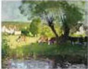 Sous Le Vieux Saule by Pierre Eugene Montezin