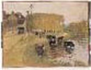 L'abreuvoir A Misy Sur Yonne by Pierre Eugene Montezin