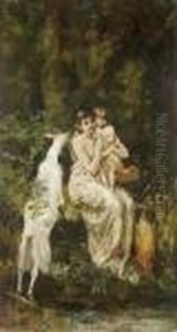 Repos Au Bord De L'eau by Adolphe Joseph Thomas Monticelli