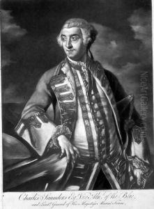 Portrait of Admiral Sir Charles Saunders c.1713-75 Vice-Admiral of the Blue squadron, engraved by James McArdell c.1729-65