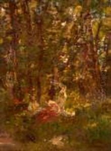 Le Dejeuner En Foret by Adolphe Joseph Thomas Monticelli