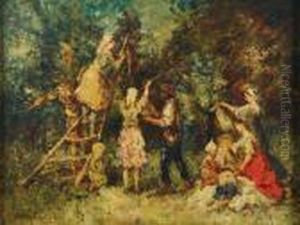 La Cueillette Des Olives by Adolphe Joseph Thomas Monticelli
