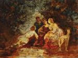 Reunion Dans Un Parc by Adolphe Joseph Thomas Monticelli