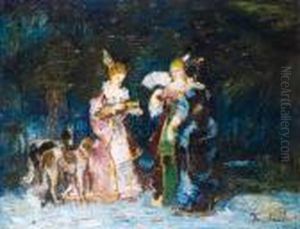 Femmes Au Bal by Adolphe Joseph Thomas Monticelli