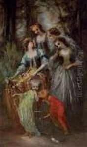 The Empress Eugenie And Her Attendants by Adolphe Joseph Thomas Monticelli