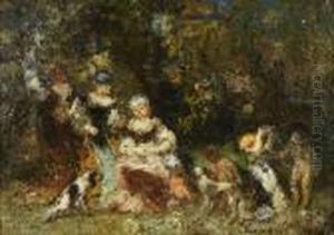 Femmes Et Enfants Dans Un Bois by Adolphe Joseph Thomas Monticelli