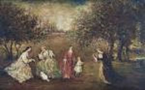 Elegante Partie Im Park. by Adolphe Joseph Thomas Monticelli