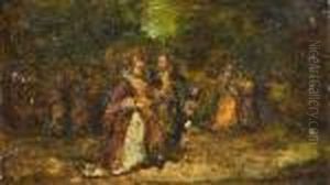 Couples Dans Un Paysage by Adolphe Joseph Thomas Monticelli