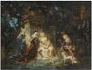 Quatre Femmes Dans Un Jardin by Adolphe Joseph Thomas Monticelli