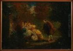 Vier Figuren Im Park by Adolphe Joseph Thomas Monticelli