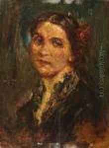 Portrait Of A Lady. by Adolphe Joseph Thomas Monticelli