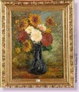 Vase De Fleurs by Adolphe Joseph Thomas Monticelli