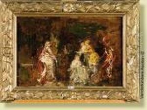 Les Elegantes Au Bal Costume by Adolphe Joseph Thomas Monticelli