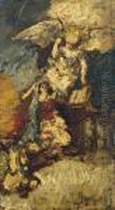 L'annonciation by Adolphe Joseph Thomas Monticelli