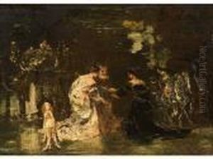 Rencontre Au Bois by Adolphe Joseph Thomas Monticelli