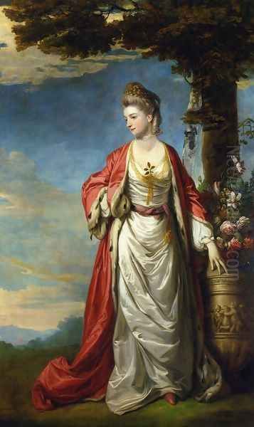 Mrs. Trecothick, Full Length, in 'Turkish' Masquerade Dress, Beside an Urn of Flowers, in a Landscape - view 1