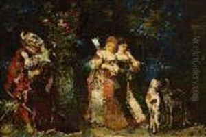 Scene De Parc. by Adolphe Joseph Thomas Monticelli