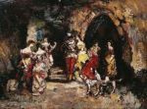 Scene Galante Pres Des Ruines by Adolphe Joseph Thomas Monticelli